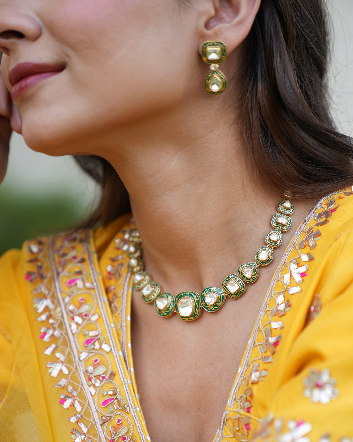 Polki Silver Necklace